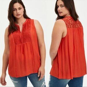 Torrid Vibrant Orange Lace Detail Blouse